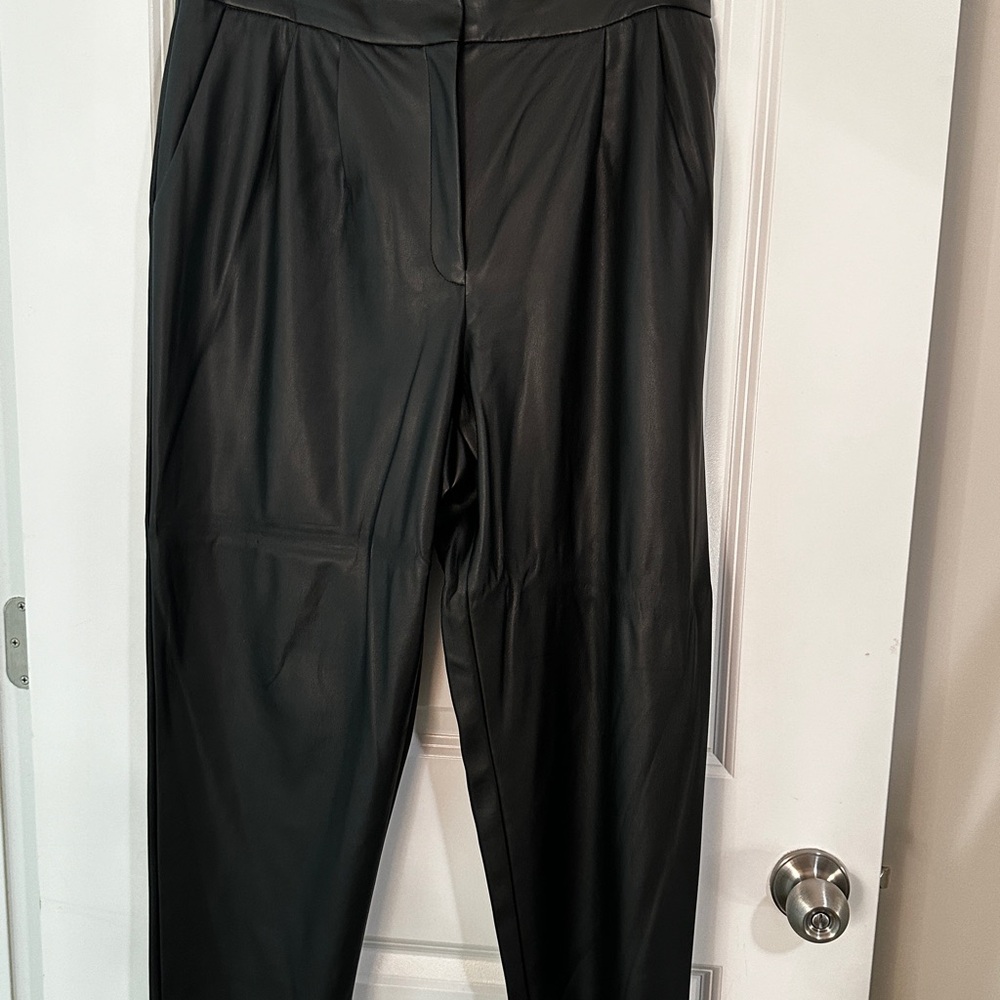 Express High Rise Ankle Faux Leather Black Pants